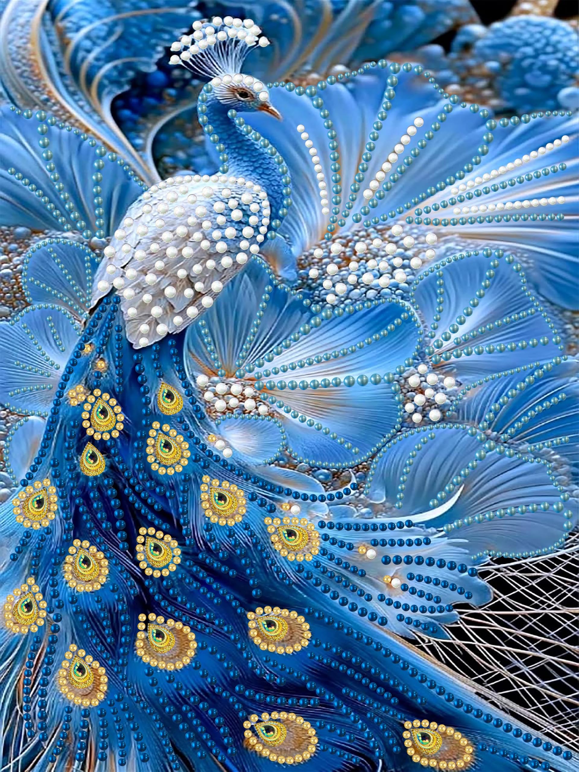 Nianxi DIY 3D Animal Pearl Diamond Painting Kit for Adults,Plastic Pearl Peacock Art Craft with Framed for Beginners,Beaded Art Kits with Full Drill,Home Wall Decor,Gift for Adult(Peacock)