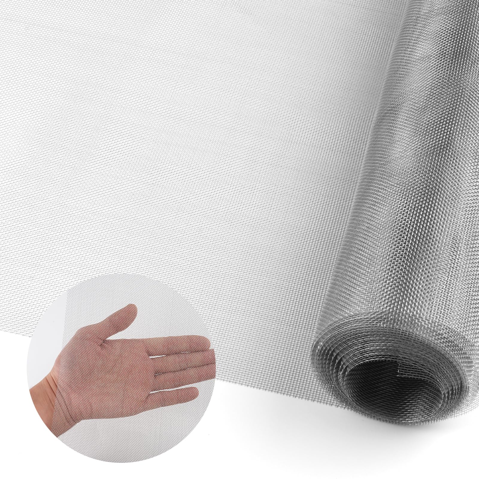 Fine Wire Mesh Roll 30x120cm, 304 Stainless Steel Rodent Mesh, Metal Window Filter Screen Mesh for Proofing Mice Hornets Mouse Insect, Woven Steel Cover for Kitchen, Home,Garden,Air Vent Windows