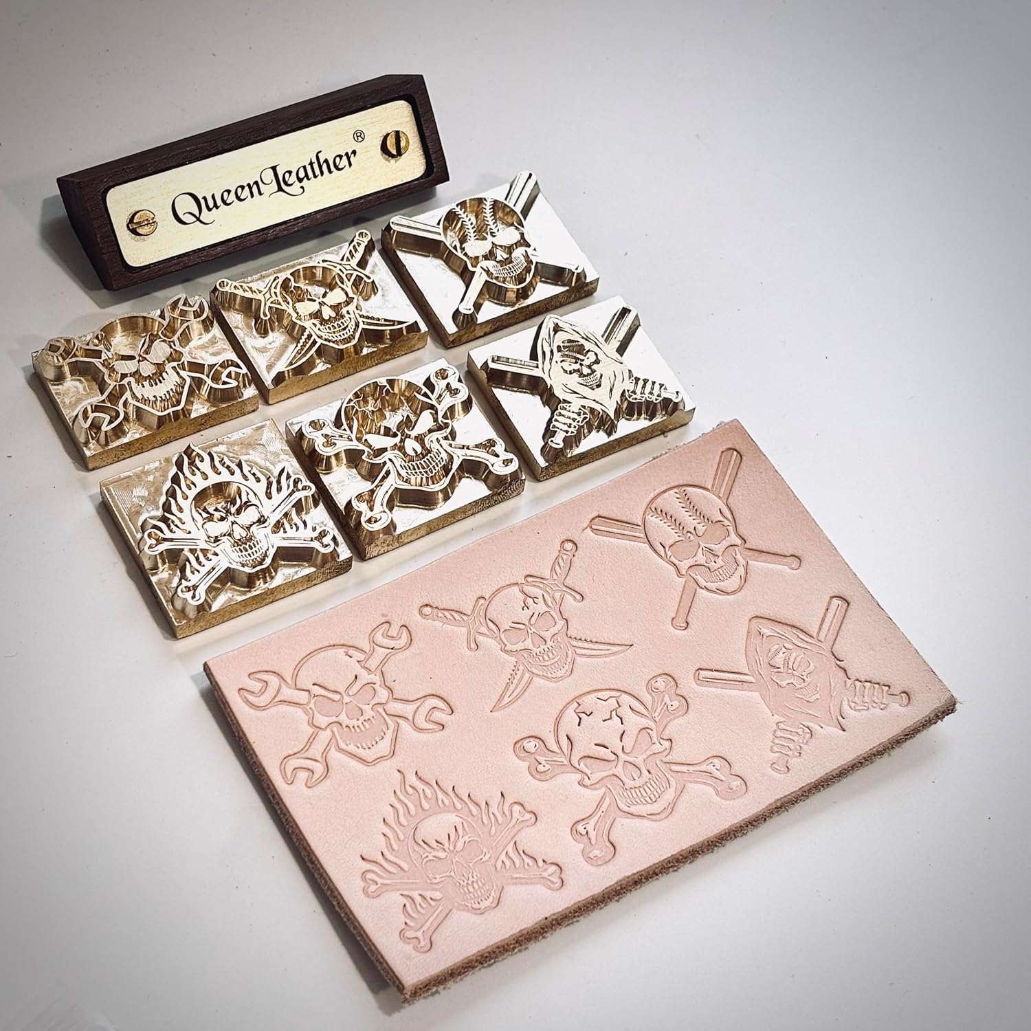 6pcs Skull Brass Leather Stamp Set Leather Embossing Mold (Crossed Skull)