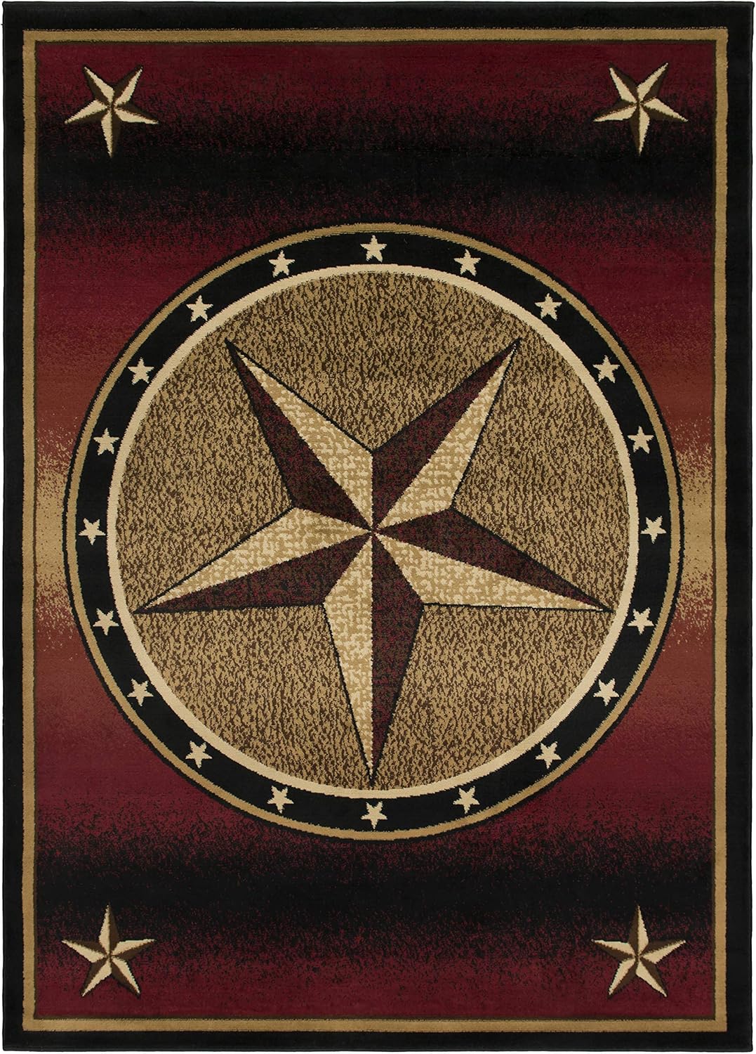 Western Lodge Red Star 8x10 Area Rug, 7'10x9'10