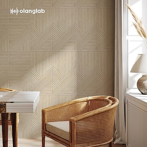 Miniatura 8 de Olanglab Paneles acústicos autoadhesivos de pared, paquete de 6, 23.6 x 11.8 pulgadas por cada panel acústico, absorbentes de sonido, paneles de