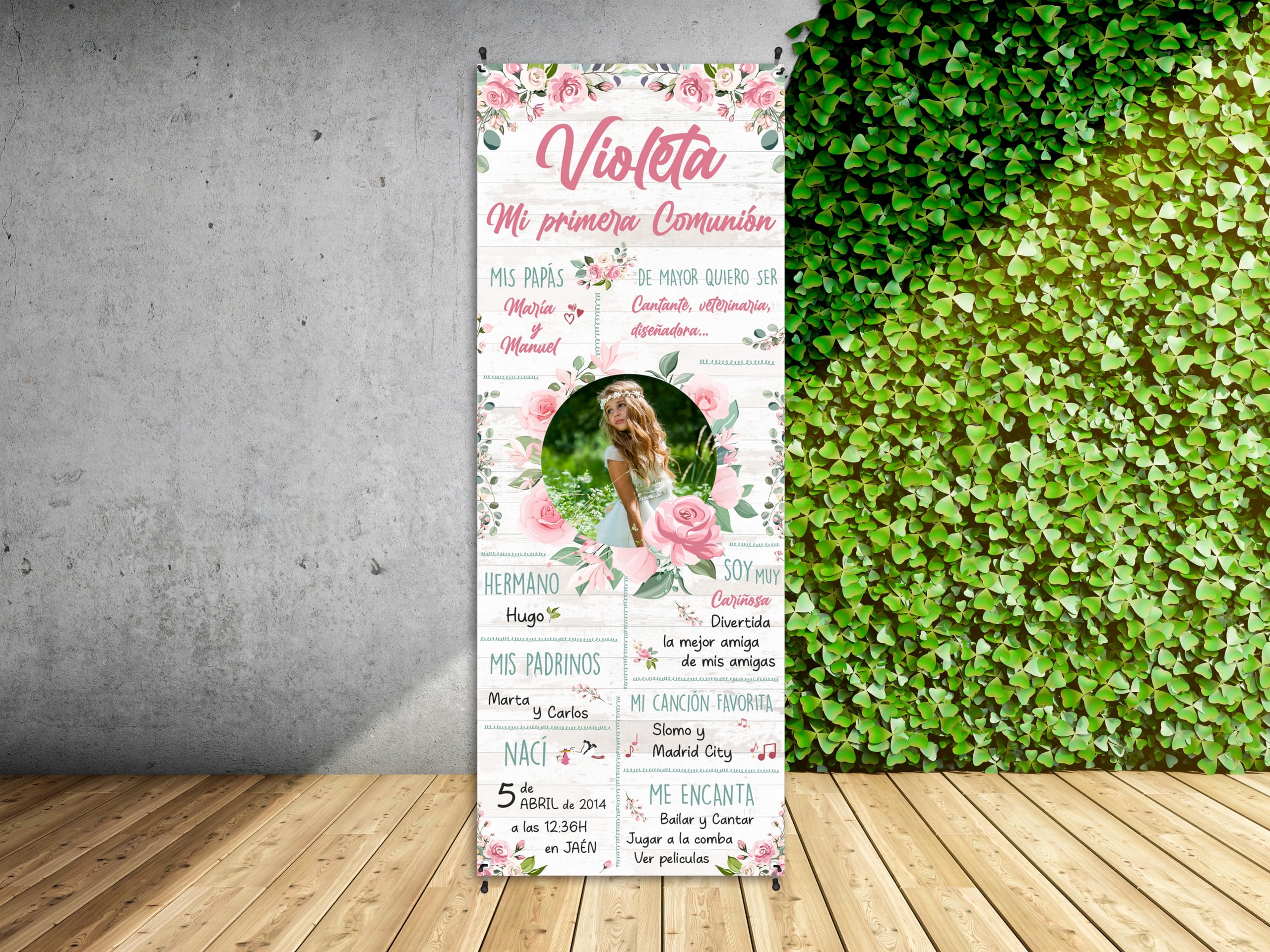 Oedim Xbanner Comunion Personalizada Modelo 1, 60x160cm, Fabricado en Lona con Soporte X Banner, Expositor Publicitario Desmontable