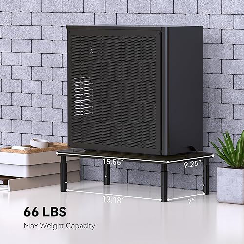 Miniatura 3 de Soporte elevador de bambú para monitor, 4 alturas ajustables, soporte para laptop de 15.55 x 9.25 pulgadas con rejillas de ventilación de flujo de