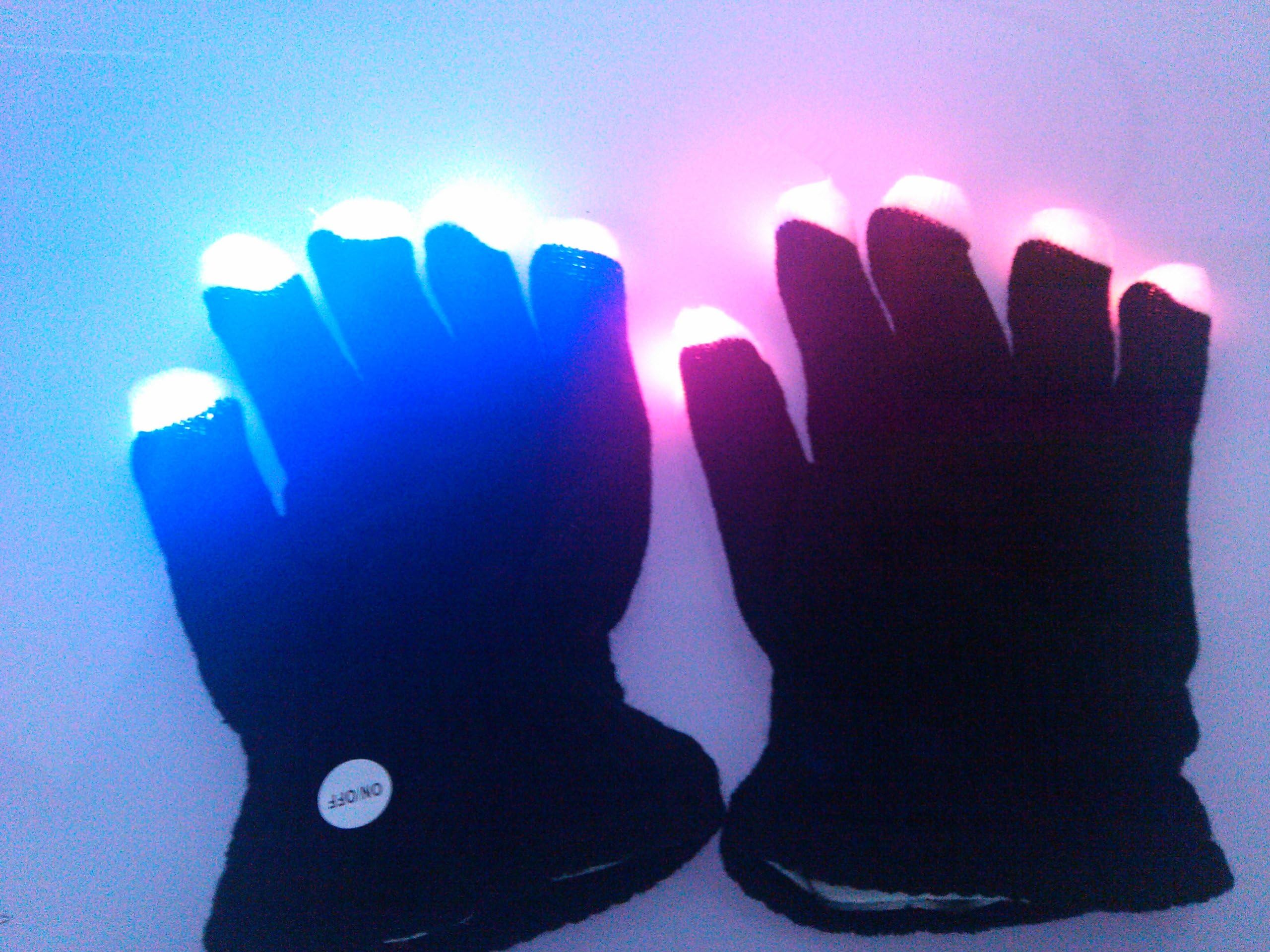 Firefly LED with Colorful Flashing Light-emitting Dancing Gloves Black