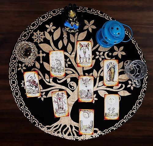 Miniatura 3 de Indian Consigners Tela de altar Celta Árbol de la Vida Tentáculo Triquetra Pagano Franela Brujería Alter Tarot Spread Top Cloth Wiccan Square