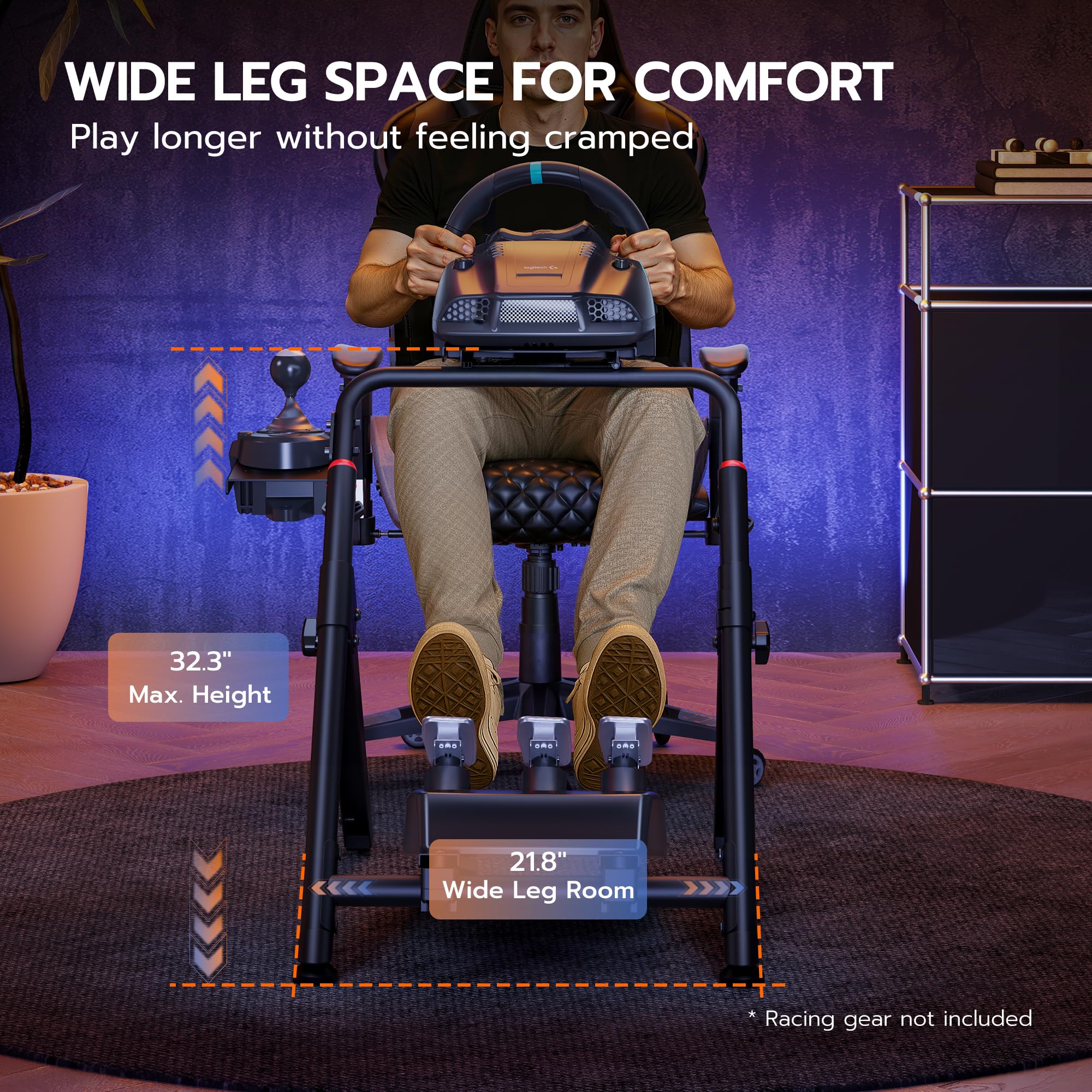 ARES WING Soporte de volante plegable para SIM Racing | COMPATIBILIDAD AMPLIA: Compatible con Fanatec, Thrustmaster, Logitech y Moza, para PS4, Xbox y PC