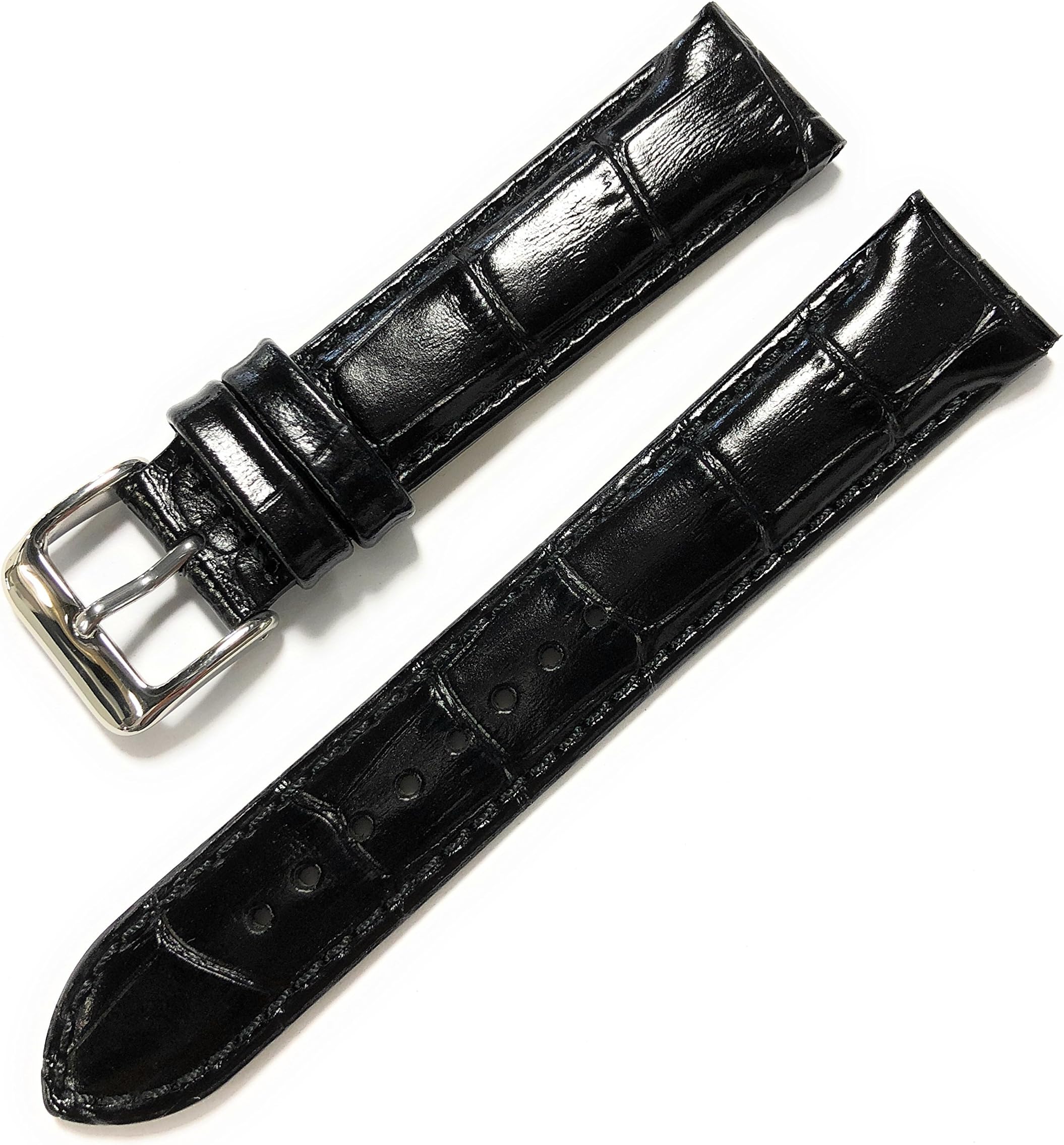 Hadley-RomaHadley Roma MS853 20mm Black Alligator Grain Italian Calf Stitched Watchband
