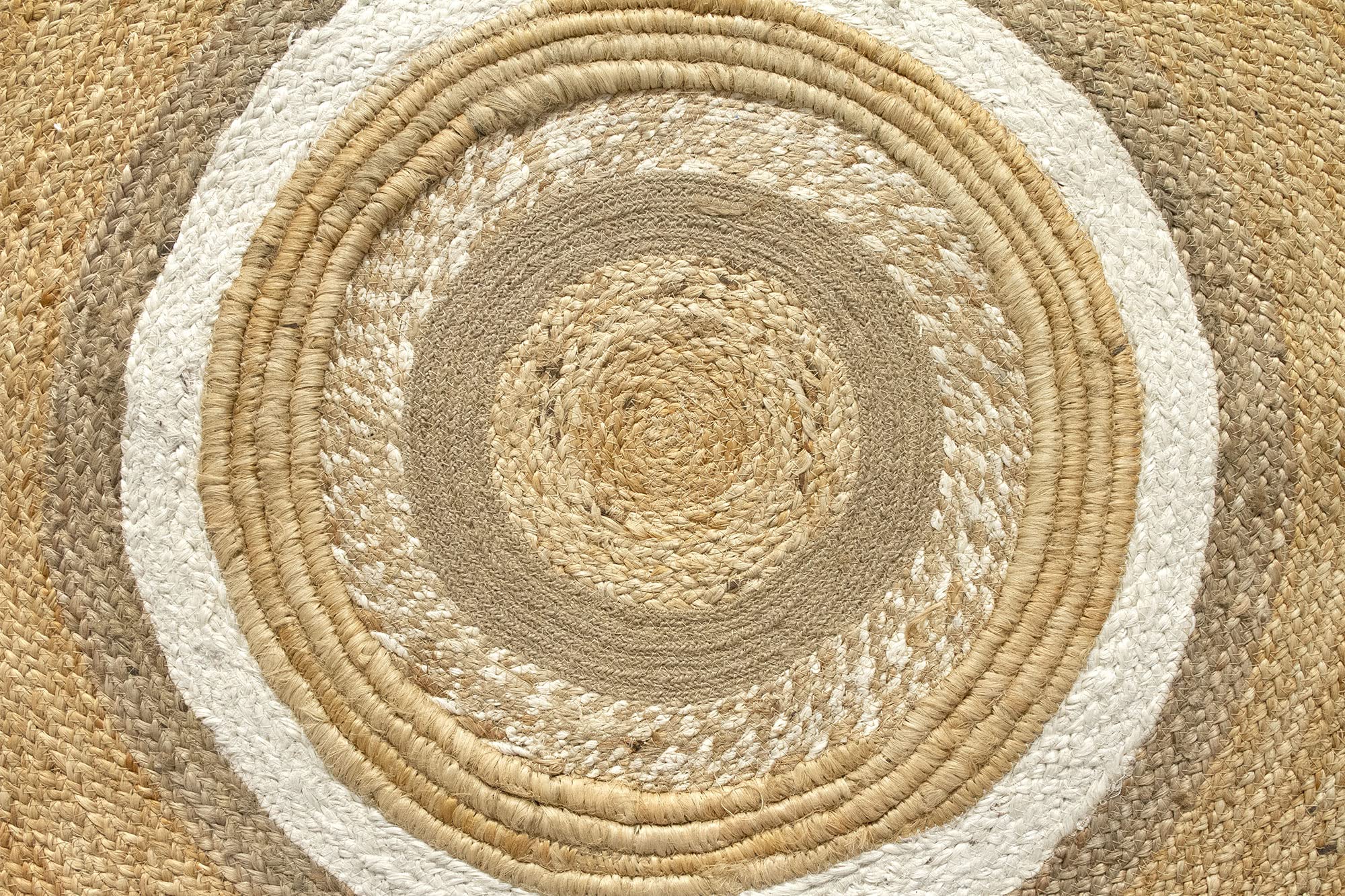 HAMID - Tappeto in Juta Beirut, 100% Fibra di Iuta Naturale, Tappeto Redonda Morbido, Tappeti Tessuto a Mano, Soggiorno, Camera da Letto, Tappeto Corridoio, Naturale (120x120cm)
