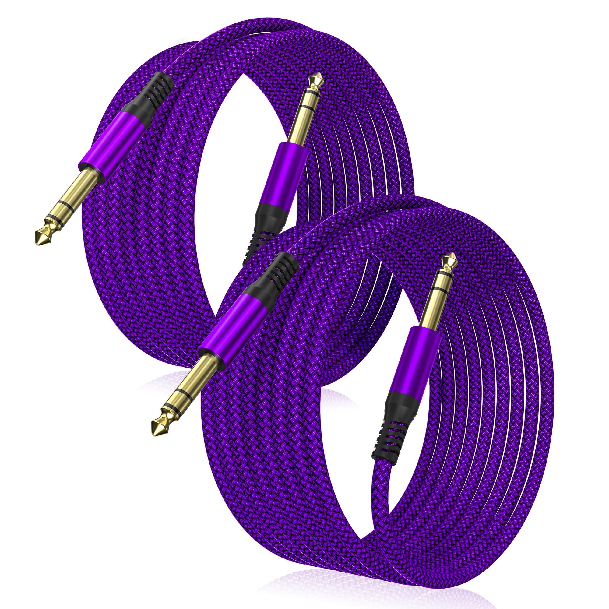 Elebase 1/4 Inch TRS Instrument Cable 10FT 2Pack,6.35mm Male Guitar Cord 3M