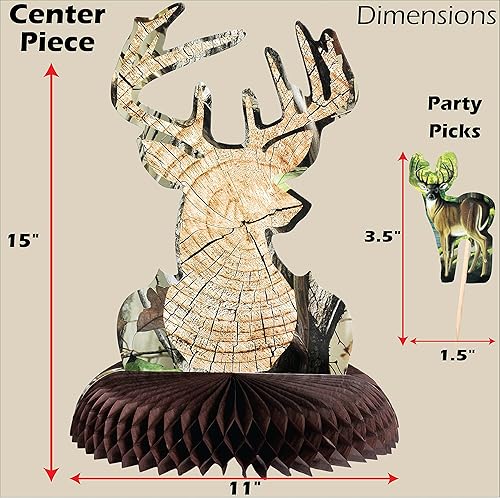 Miniatura 3 de Havercamp BUCK & Hunting - Kit de fiesta de camuflaje prémium para 16 personas con cubierta de mesa. Incluye platos llanos BUCK 9, servilletas,