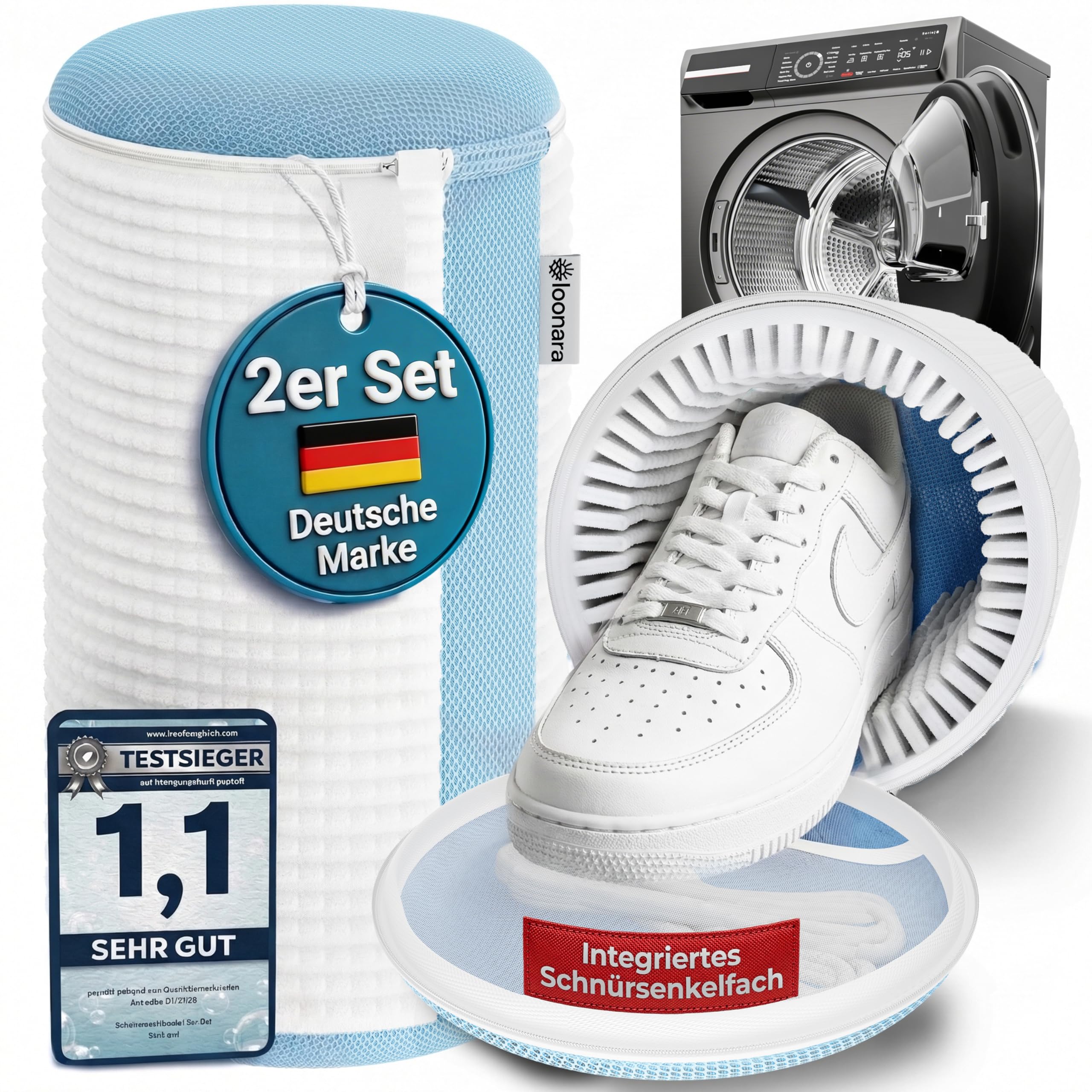 Schuhwaschbeutel Waschmaschine - 2 Stück - Wäschesack Schuhe - Waschbeutel Schuhe - Schuhbeutel Waschmaschine