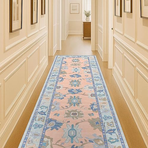 Miniatura 17 de Fame Living - Tapete Oushak pequeño, moderno, vintage, turco, ecléctico, floral, pastel, lavable, tapete para entrada interior, cocina, baño, Beige