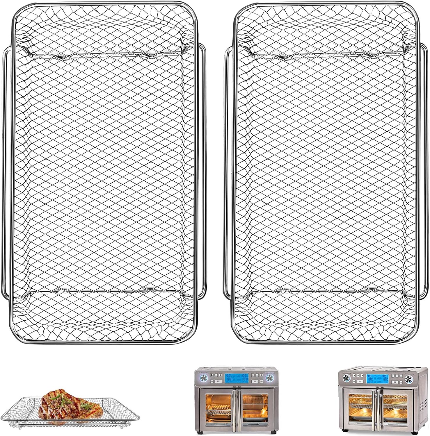 GWY Air Fryer Basket Replacement for Emeril Lagasse Dual Zone 360 Air Fryer Oven 25 QT Air Fryer Convection Toaster Oven 11.6x6.9 Non-stick Mesh Air Fryer Steel Accessories Parts