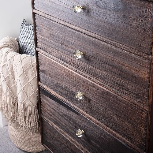 Miniatura 6 de QOGRISUN Paquete de 15 pomos de gabinete de cristal de latón, pomos de cajón dorados de cristal de cristal, redondos de 1-14 pulgadas, tiradores