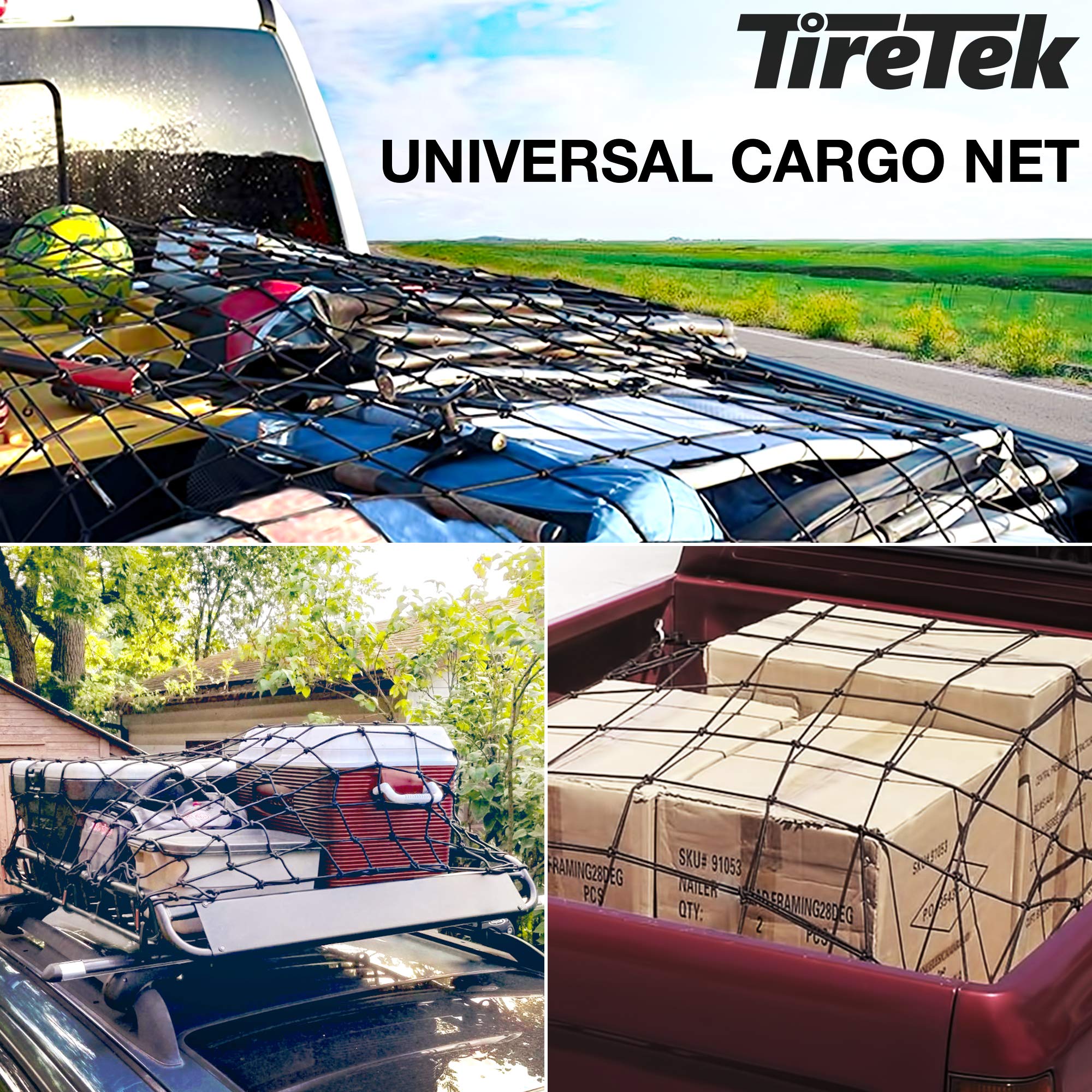 TireTek Cargo Net for Pickup Truck Bed 4' x 6' Stretches to 8' x 12