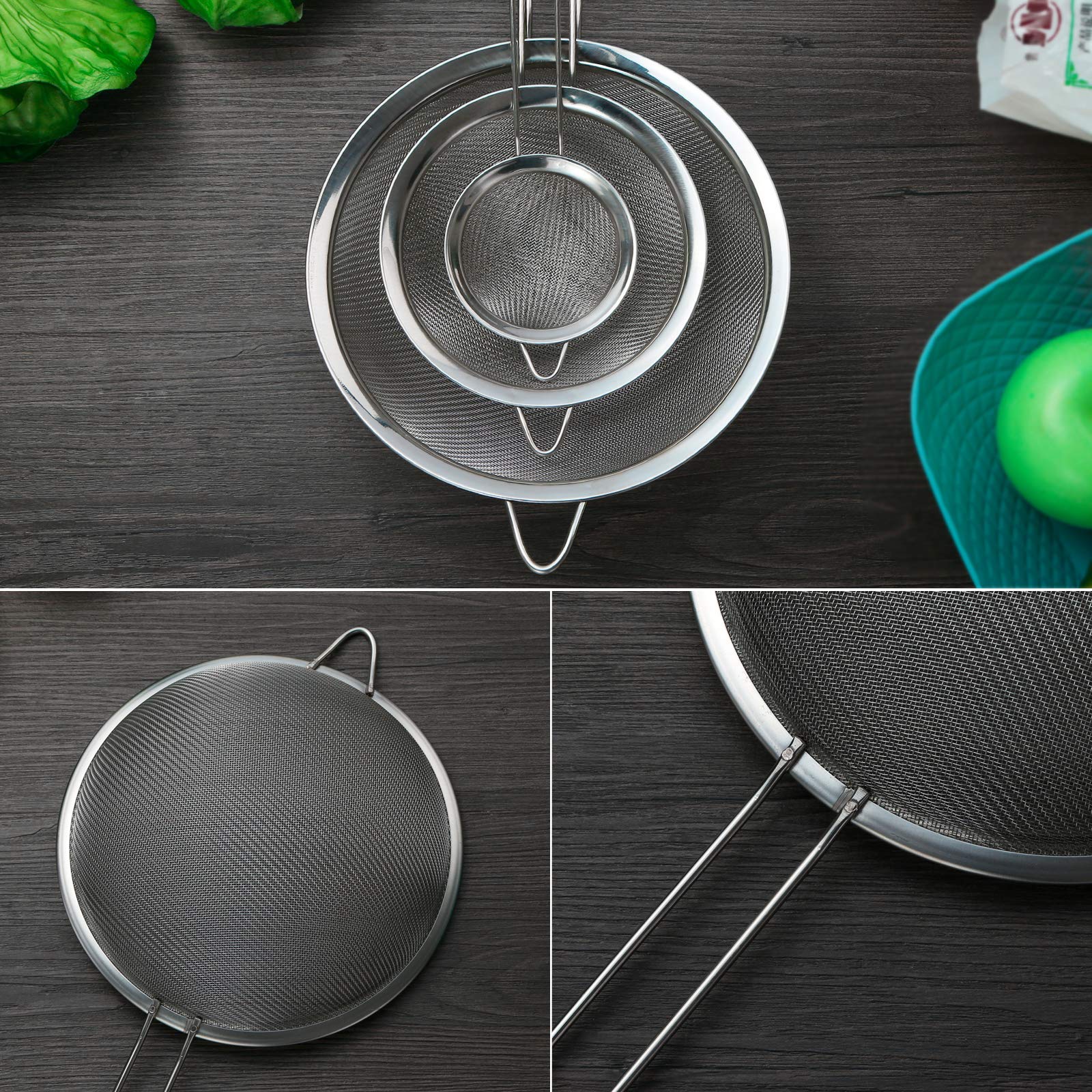 Feinmaschiges Sieb Edelstahl 0,5mm - Doppelwandiges Küchensieb Zum Mehl Sieben