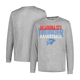 Ultra Game NBA Official Mens Super Soft Supreme Long Sleeve T-Shirt - Unisex, Oklahoma City Thunder, Heather Gray, Medium