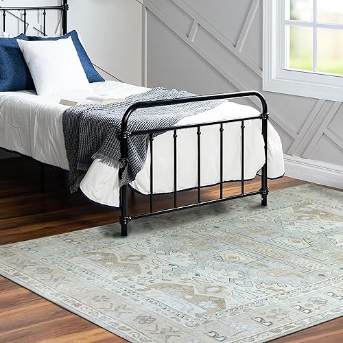 Miniatura 8 de Alfombra vintage envejecida, estilo bohemio, de lujo, geométrica y antigua, de inspiración turca, alfombra para sala de estar, dormitorio, pasillo