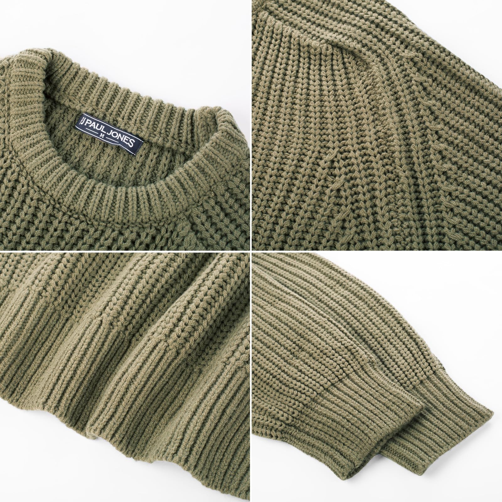 PJ PAUL JONES Pullover Herren mit Rundhals Grobstrick Dicker Pullover