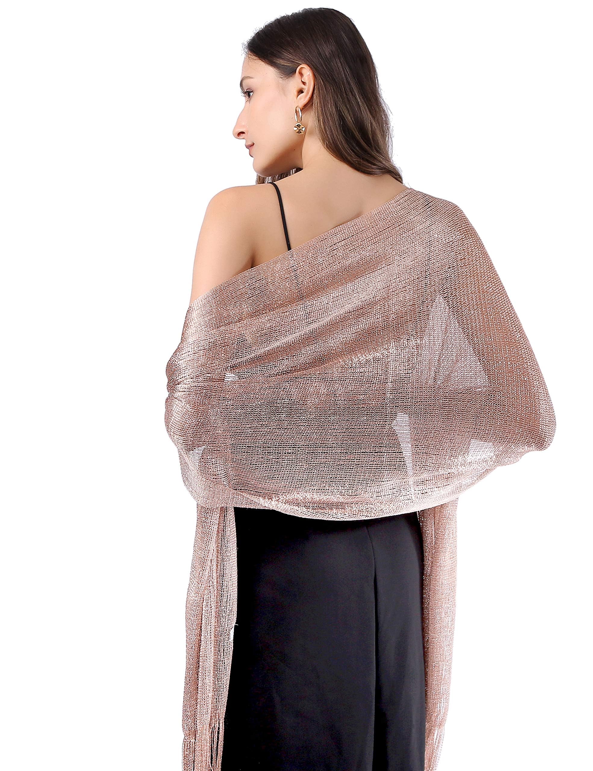 DiaryLook Stola scialle donna mantella elegante, coprispalle argento, stola oro elegante foulard con frange vintage disponibile In diversi colori per Matrimoni Cerimonia Sposa Festa