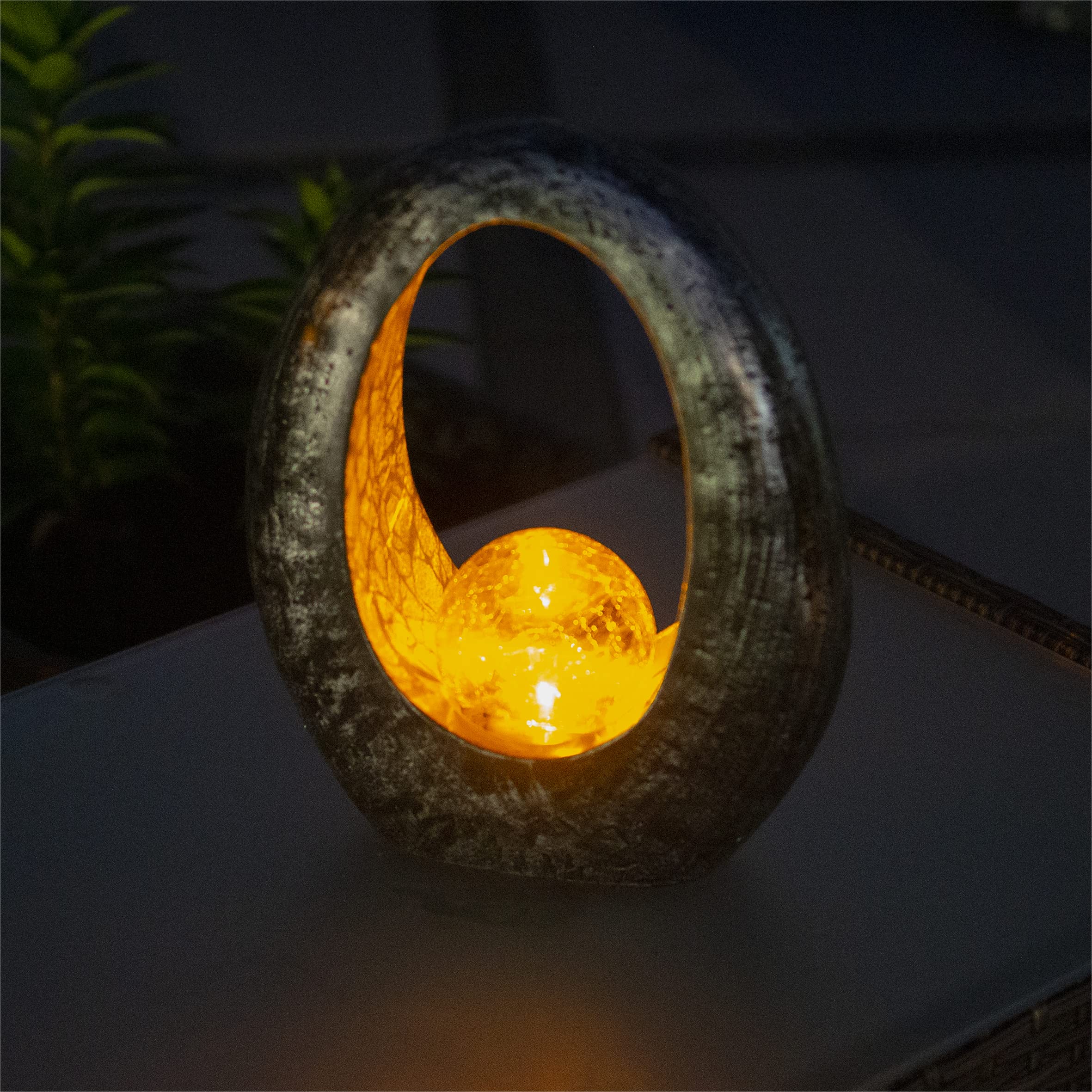 Bestfor Solar Powered Resin Garden Ornament Full Moon - Decorate your garden even in remote areas, no wires needed