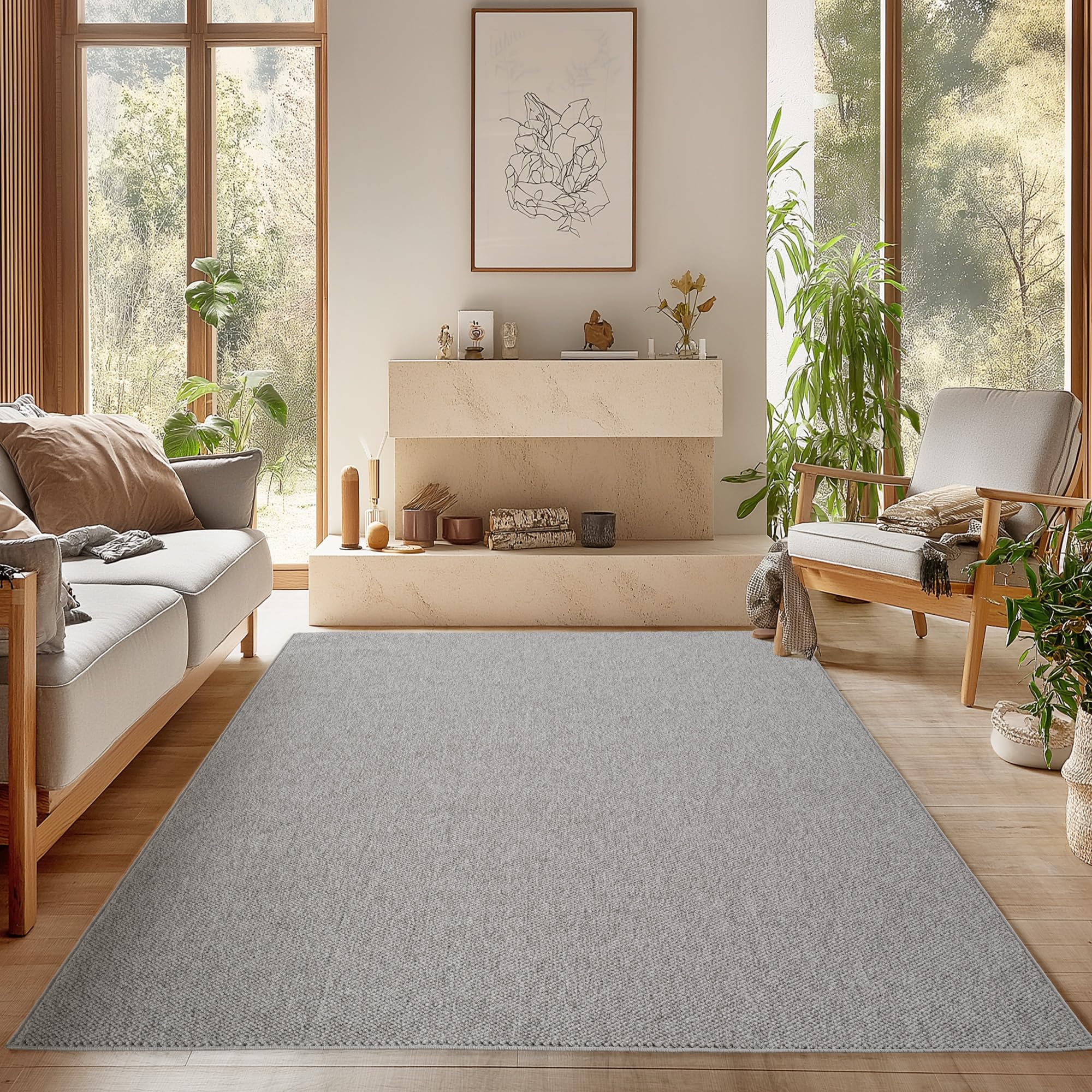 SIMPEX Teppich Bouclé Schlingenflor Skandi Stil Modern Superweich Robust Pflegeleicht für Wohnzimmer Sofabereich Esszimmer Schlafzimmer Küche