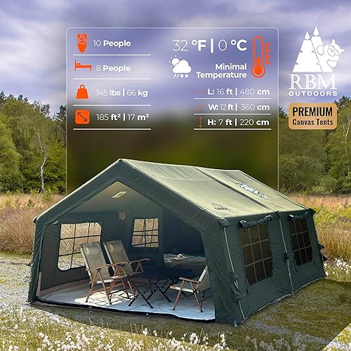 Miniatura 2 de Coody  Rbm Outdoors KoalaHubOctopus - Tiendas inflables para acampar con gato de estufa, tienda de campaña inflable de lona de lujo para 2810