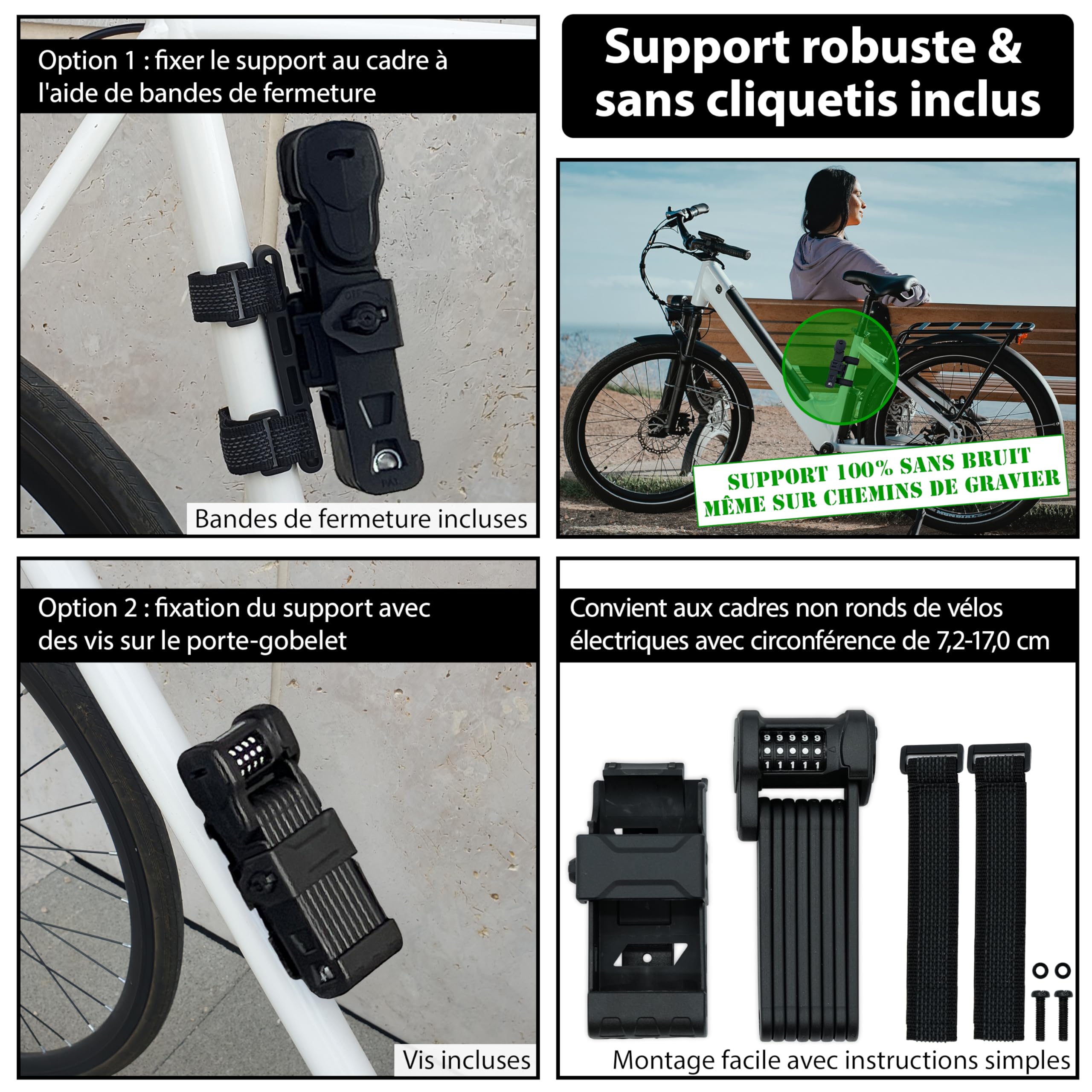 KOHLBURG Antivol vélo à combinaison avec code à 5 chiffres, 101 cm de long | Résistant aux coupe‑boulons, Antivol pliable type Vienne avec support haute sécurité, pour vélo e‑scooter vélo électrique