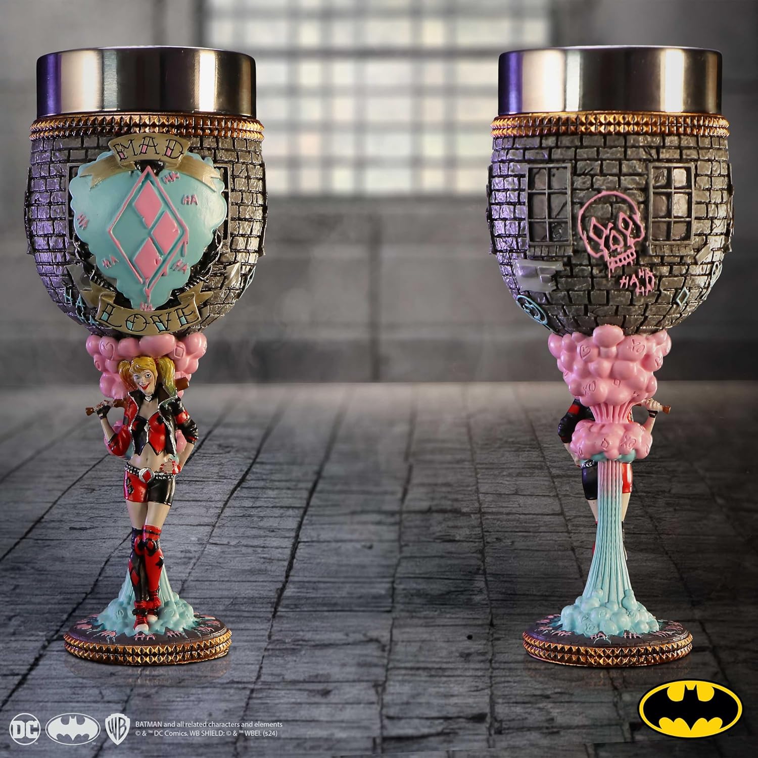 Nemesis Now Harley Quinn Goblet, Resin, Officially Licensed DC Merchandise, DC Batman Harley Quinn Goblet, DC Home Decor, Stainless Steel Insert, Cast in The Finest Resin, Expertly Hand-Painted
