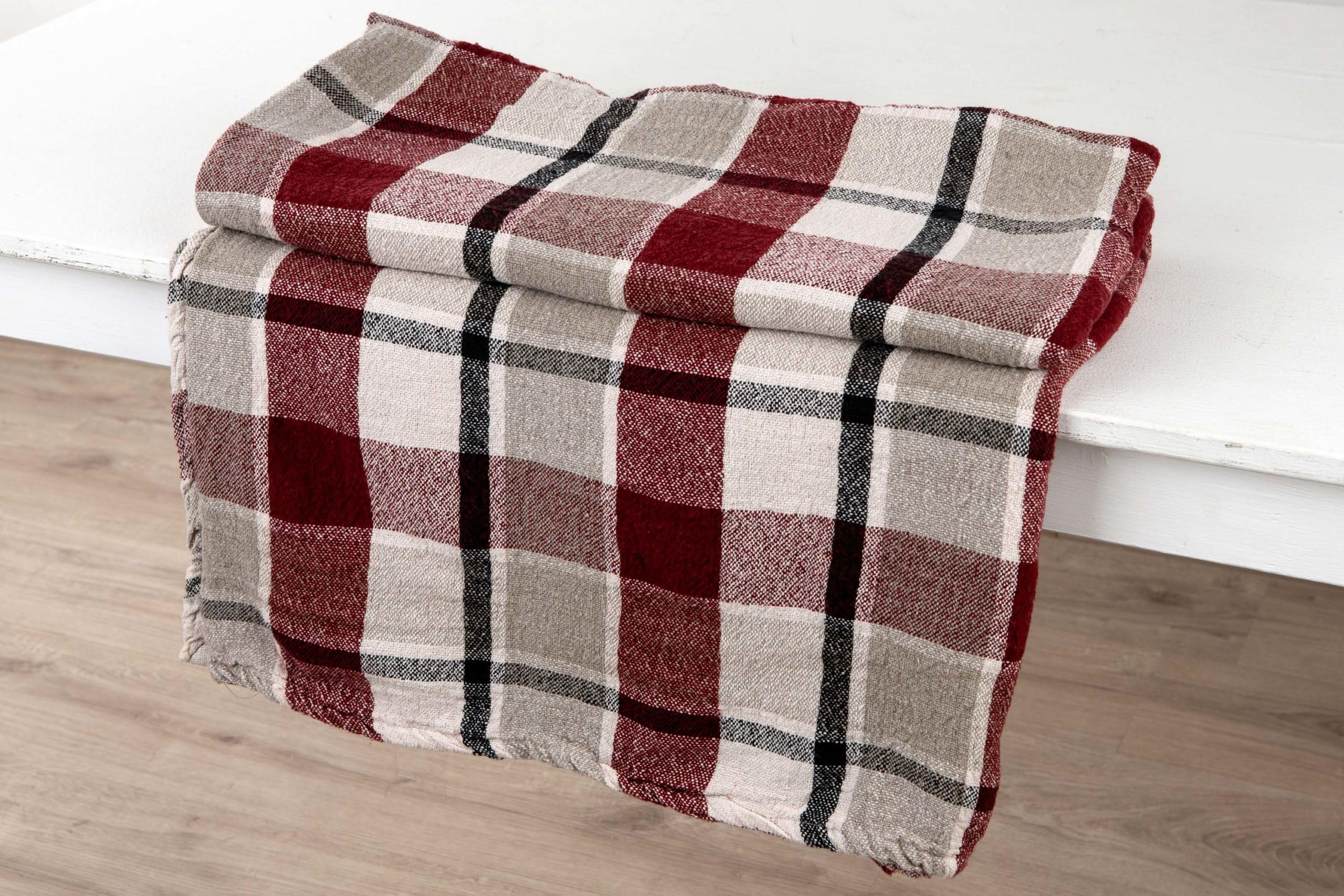 100% Pure Flax Linen Blanket (Plaid)