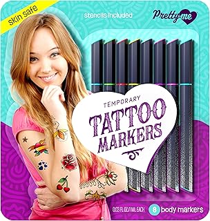 Temporary Tattoo Body Markers - Skin Tattoos Pen for Kids - Cool Gifts for Teen Girls - Teenage Girl Stocking Stuffers Birthday Gift Ideas - Age 8, 9, 10, 11, 12, 13, 14, 15, 16 Year Old Preteen Tween