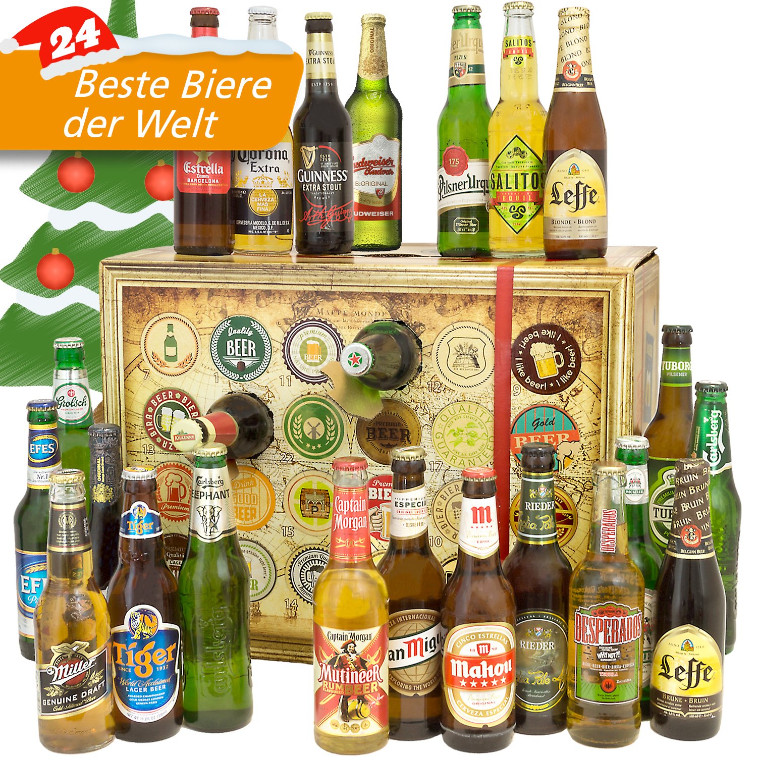 Monatsgeschenke Bier Adventskalender - 24 Biere aus aller Welt für Männer | Adventskalender Erwachsene mit Bierbuch, Bewertungsbogen, Urkunden & Geschenkkarten