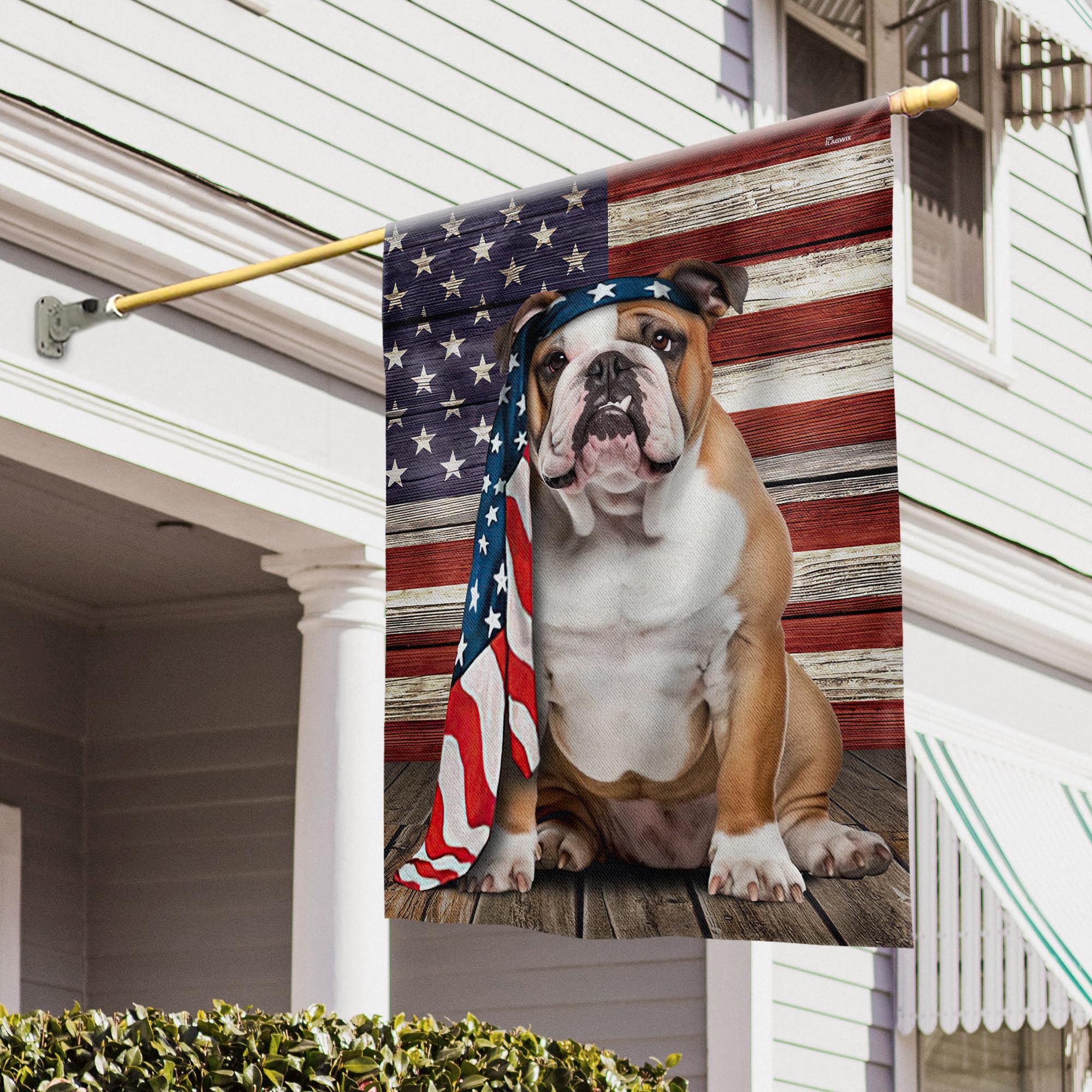 FLAGWIX English Bulldog House Flags, Dog Decor American Flag - 4th of July Decorations for Home, Yard, House Flag 30x40 - Patriotic Dog Decor, Double
