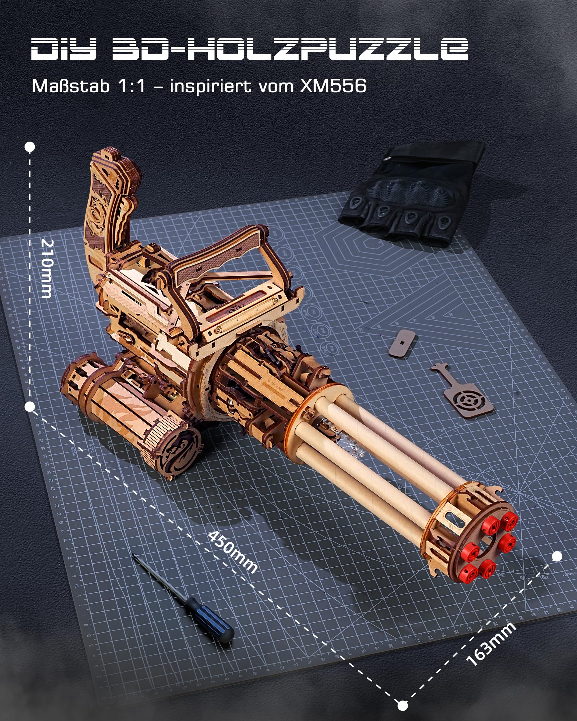 ROBOTIME 3D-Puzzle aus Holz für Erwachsene und Jugendliche, mechanisches Modell-Set zum Selbermachen, 412 Teile, Gummibandwerfer, kreatives Geschenk für Puzzle-Liebhaber und Sammler, LQA01