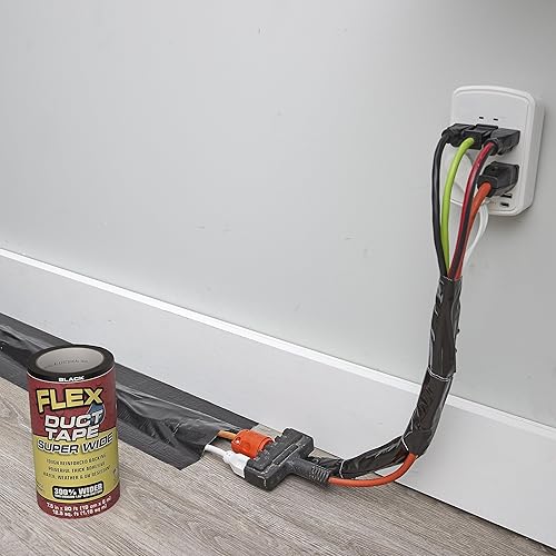 Miniatura 5 de Cinta adhesiva flexible, súper ancha, 7.5 pulgadas x 20 pies, negro, resistente, multisuperficie, resistente al agua, a la intemperie y a los rayos