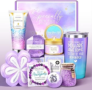 Gifts for Women, Birthday Gifts for Women, Sister, Wife, Teacher, 9pcs Lavender Care Package Gifts Set, Get Well Soon Gifts for Woman, Thinking of You Gift ,Christmas Gift Sets for Her
