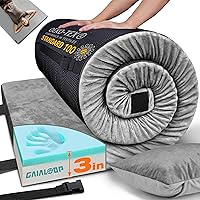 Vista 34 de Colchón de Espuma Viscoelástica de 3 Pulgadas para Acampar, Almohadilla de Dormir de Doble Capa Gruesa para Coche, Tienda, Cama, Enrollable, Verde