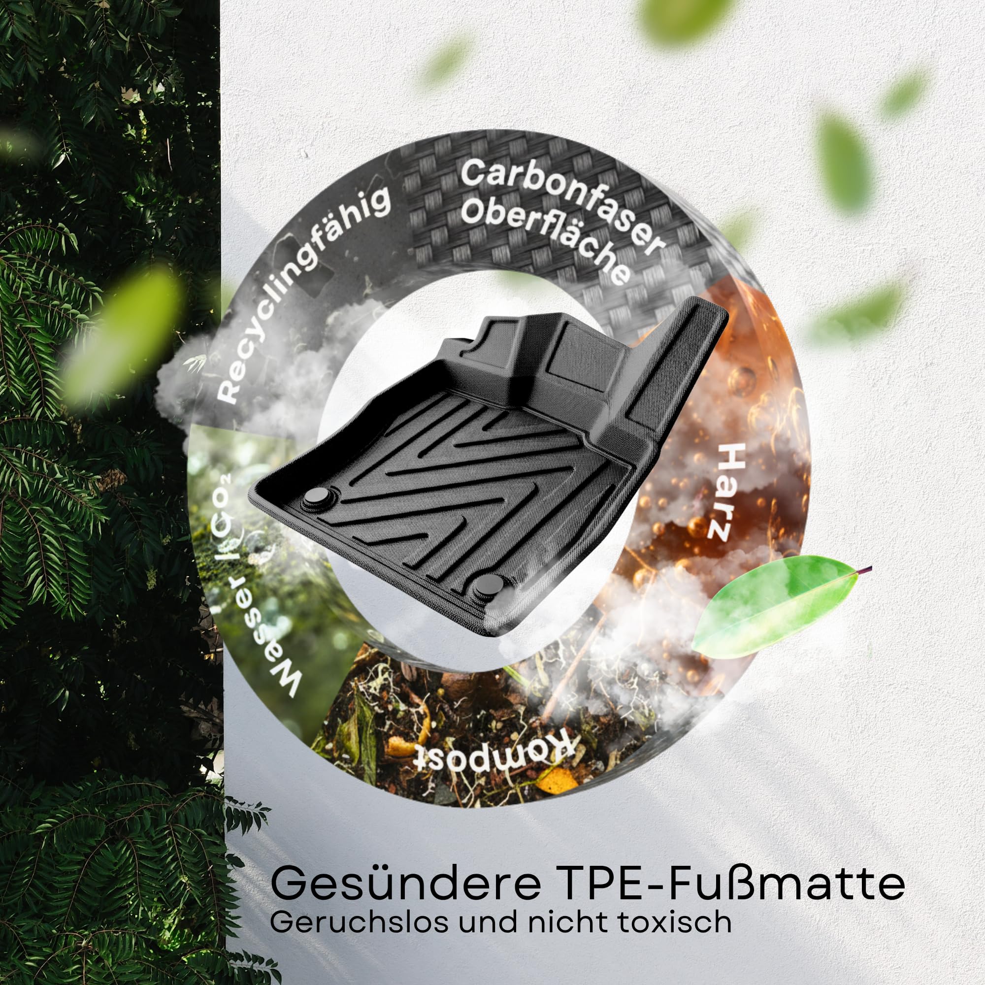 Fußmatten für Mini Countryman F60 2017-2023 – Maßgeschneiderte Allwetter Gummimatten mit Carbonfaser-Optik, Hochrand TPE Autofussmatten, Wasserdicht & Geruchslos Zubehör