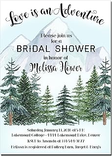 Mountain and Trees Love is an Adventure Bridal Shower Invitations, Set o...