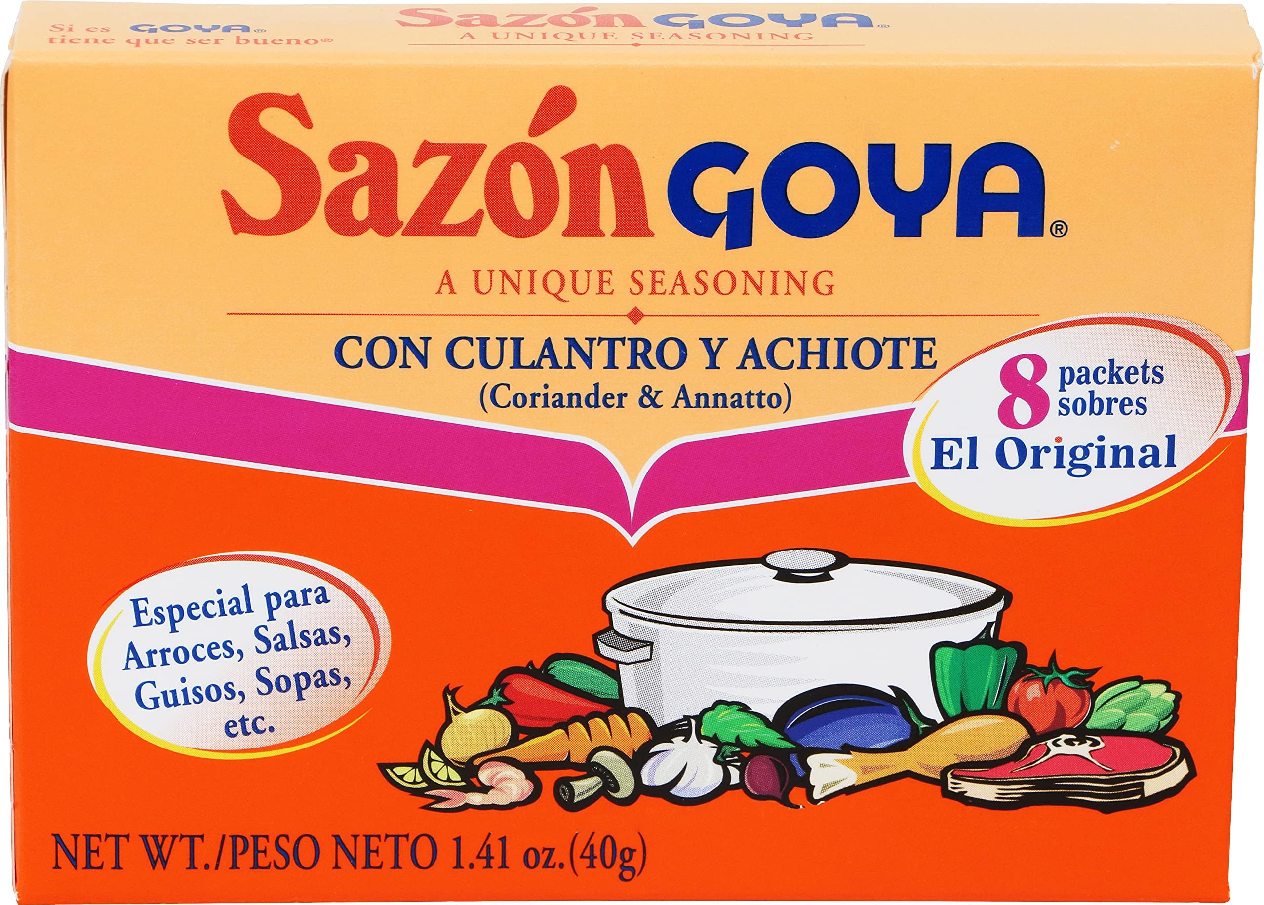 Goya Foods Sazón Seasoning with Coriander & Annatto, 1.41 Ounce