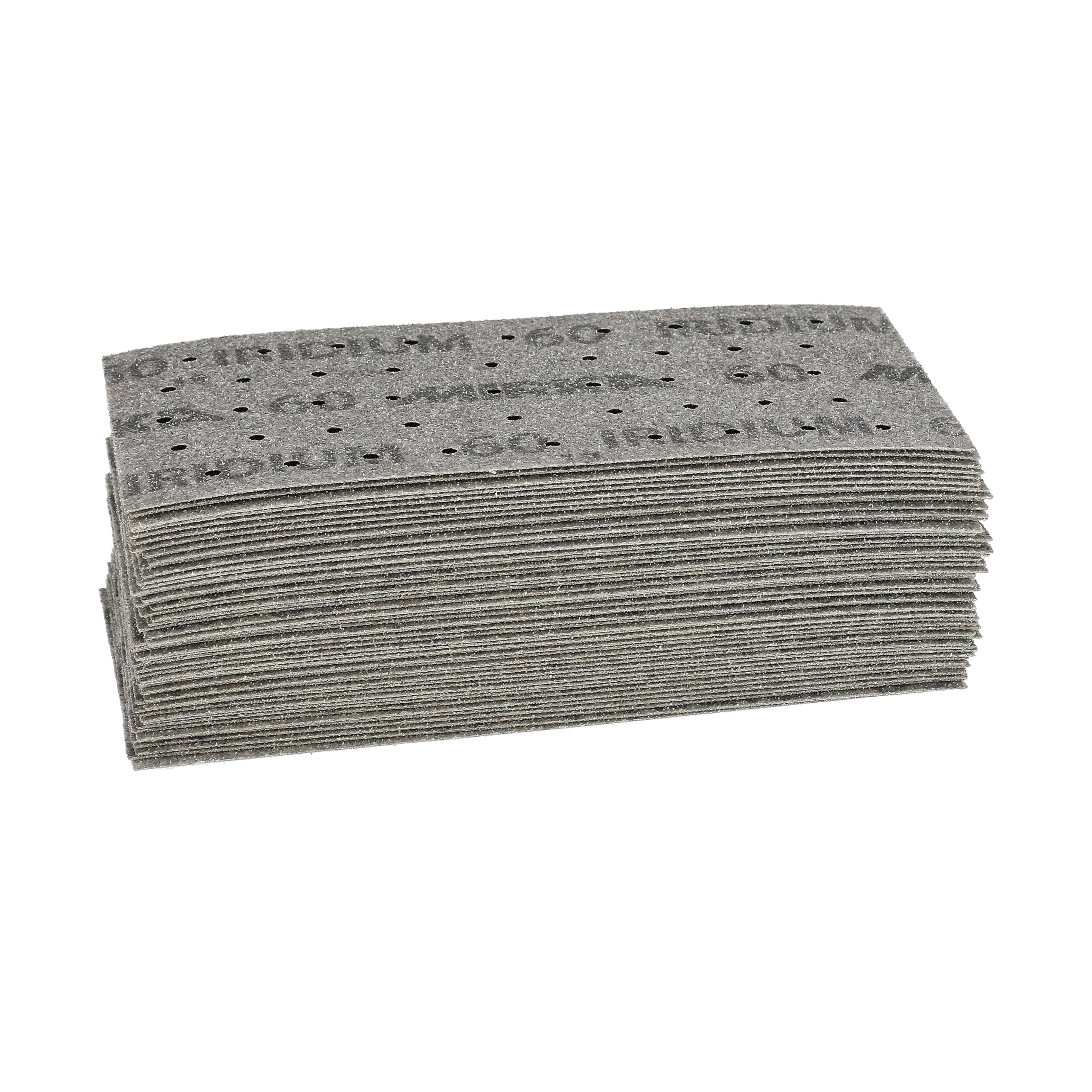 Mirka papel de lija Iridium 93x180mm cierre adhesivo 45 agujeros grano 60 | Papel de lija premium para lacas masillas imprimación madera acero plásticos granulado 60 cierre adhesivo 50 piezas