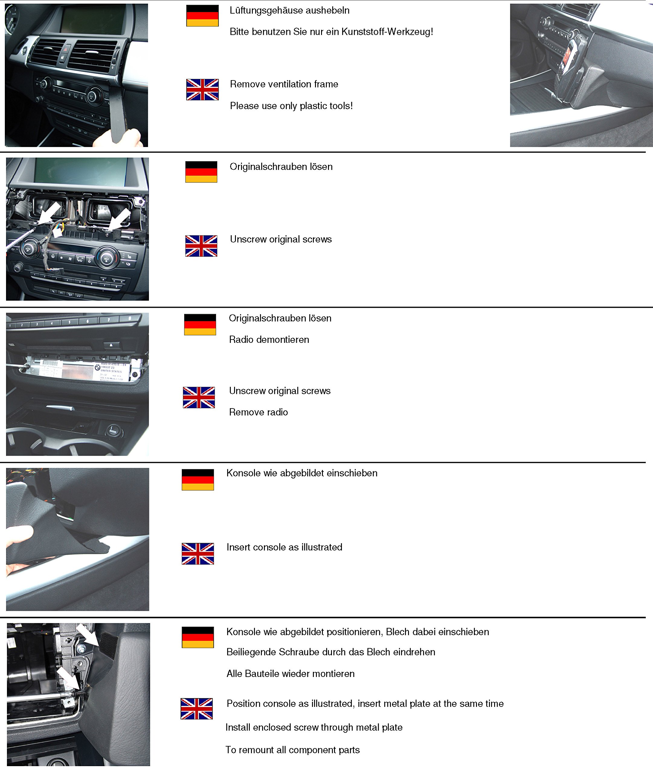 KUDA Uchwyt na telefon komórkowy pasujący do BMW X5 od 01/2007 do 2013 - konsola telefoniczna do smartfonów, telefonów komórkowych, nawigacji i wielu innych – konsola ze sztucznej skóry, czarna