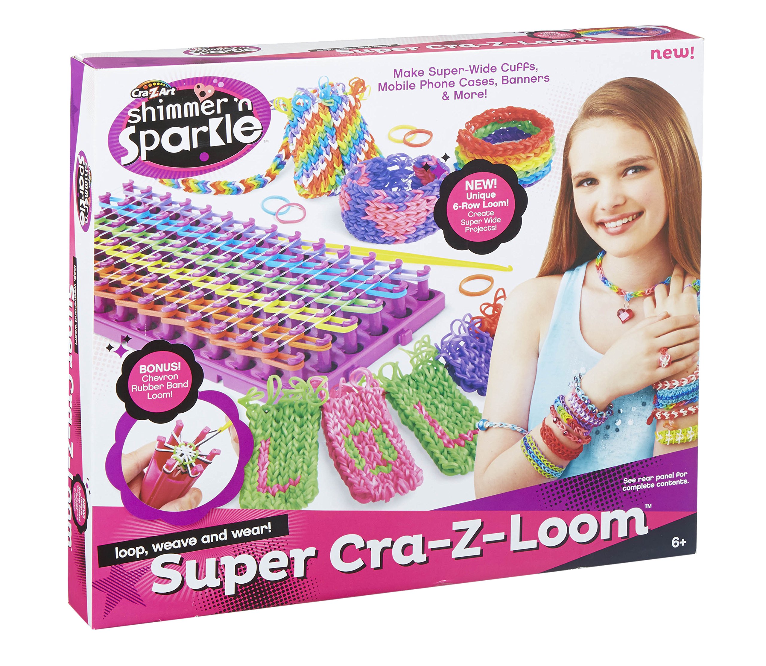 CraZLoom Super Cra-Z-Loom Bands Kit, Rubber Bands for Bracelet Making Kit DIY Art Craft For Girls & Boys Creativity Birthday Gift to Improve Imagination Age 8+