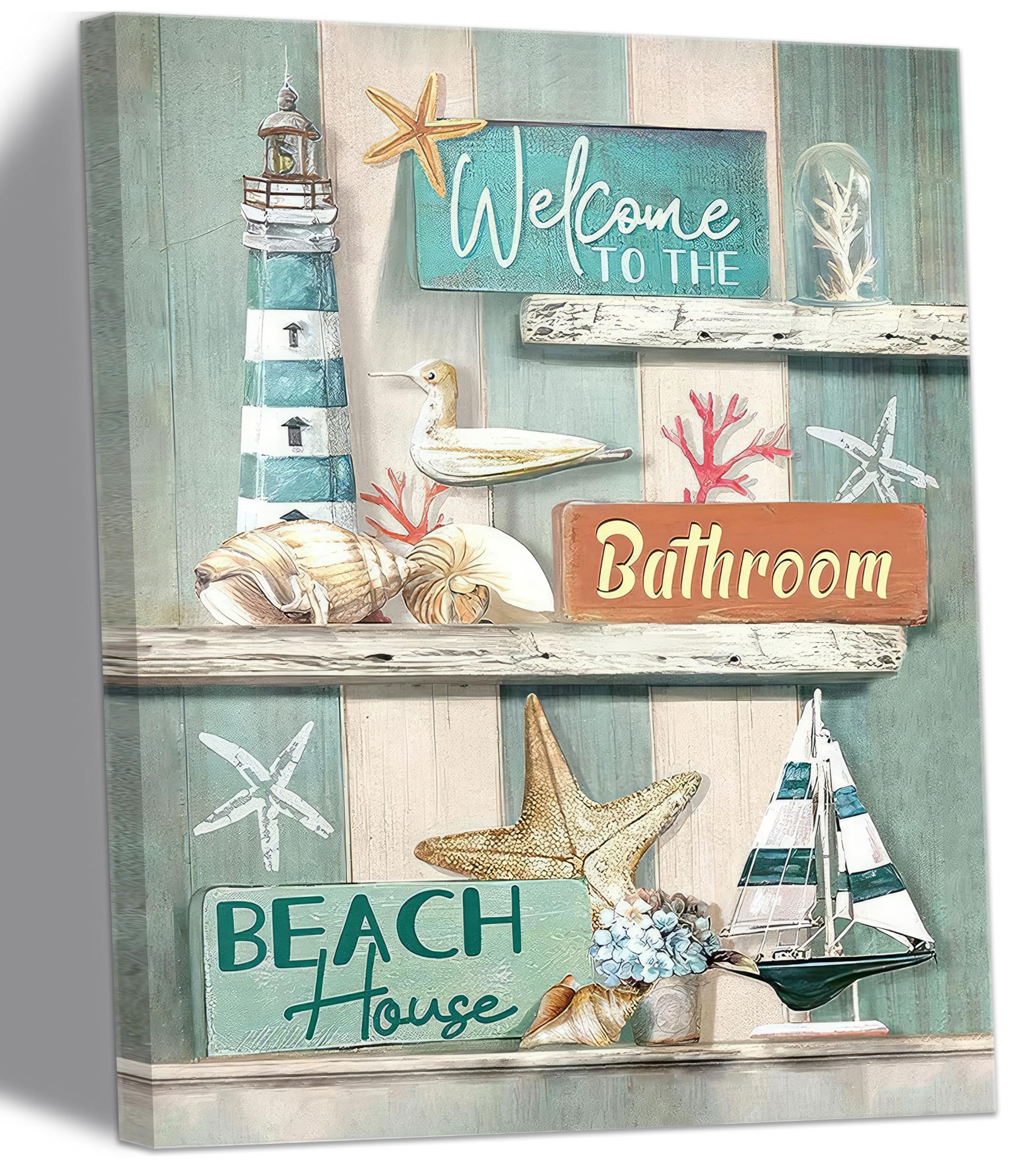Snapklik.com : Farmhouse Bathroom Canvas Wall Art Rustic Beach Bathroom
