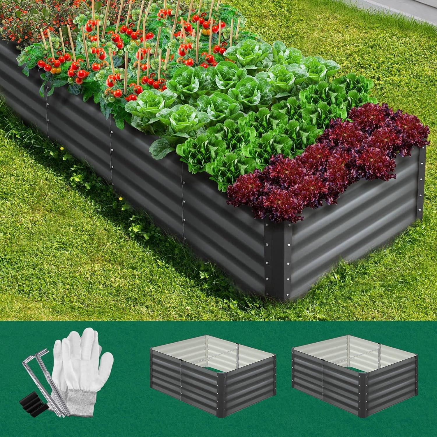 Livsip 2 X Garden Bed Galvanised Steel Large Raised Beds Kits Planter