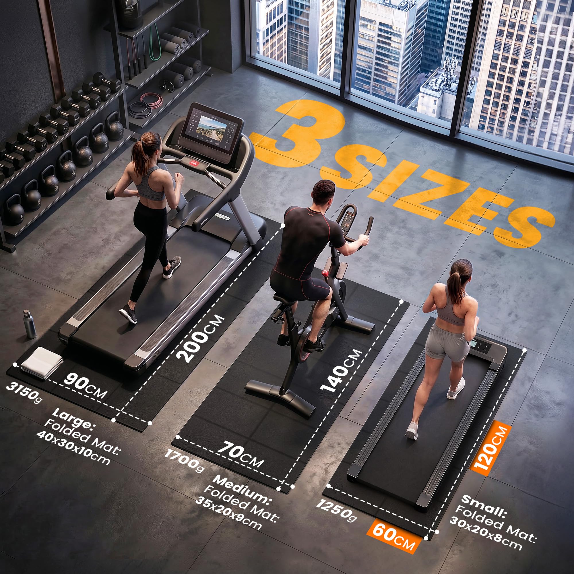 bemaxx Tapis de Protection de Sol Fitness PVC - pour Appareils de Fitness Équipements Sportifs Tapis de Course Vélo d’Intérieur Antidérapant, pour Home Gym Sport Workout, Pliable Noir 140x70cm