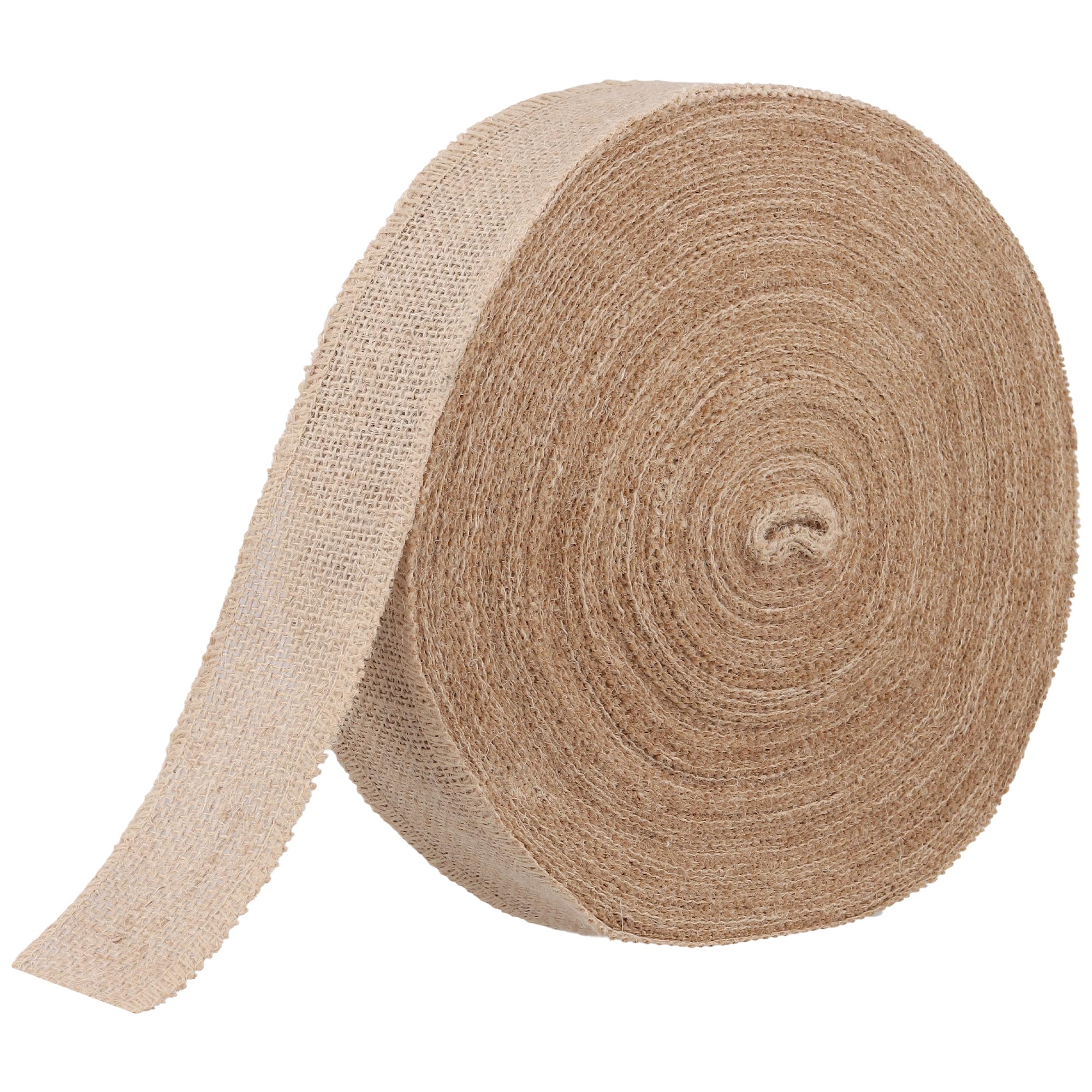 6cm x 50m Juteband, Burlap Band Natur, Braun Sackleinen Band für Geschenke, Hochzeit und Handwerk