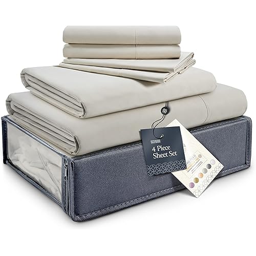 Silky Soft Twin XL Sheet Set - Luxury 4 Piece Bed Sheets for Twin XL Size Bed, Secure-Fit Deep Pocket Sheets with Elastic, Breathable Hotel Sheets and Pillowcase Set, Wrinkle Free Oeko-Tex Sheets