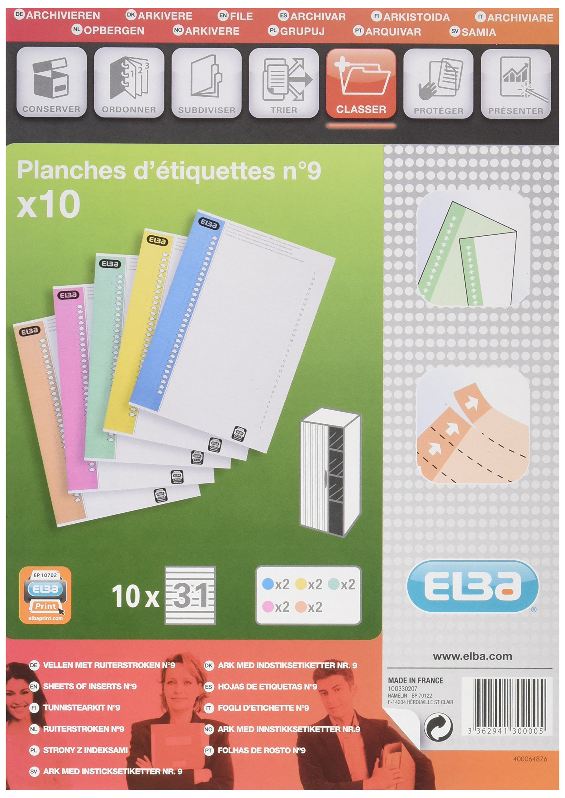 L'Oblique AZ - Separatori per archiviazione, confezione da 10 fogli, colori assortiti