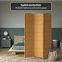Vista 46 de Red Lantern Divisor de habitación de 4 paneles blanco con tejido de diamante de 7 pies de alto